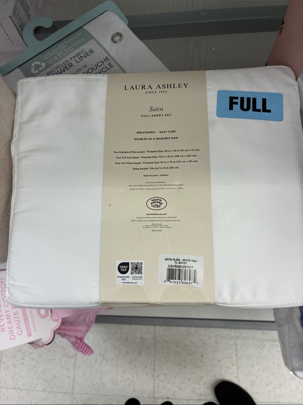 Laura Ashley Satin Full Sheet Set - White